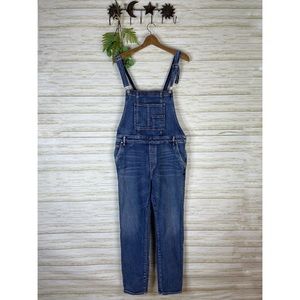 Silver Whiskered Mediumwash Tapered Leg Denim Overalls